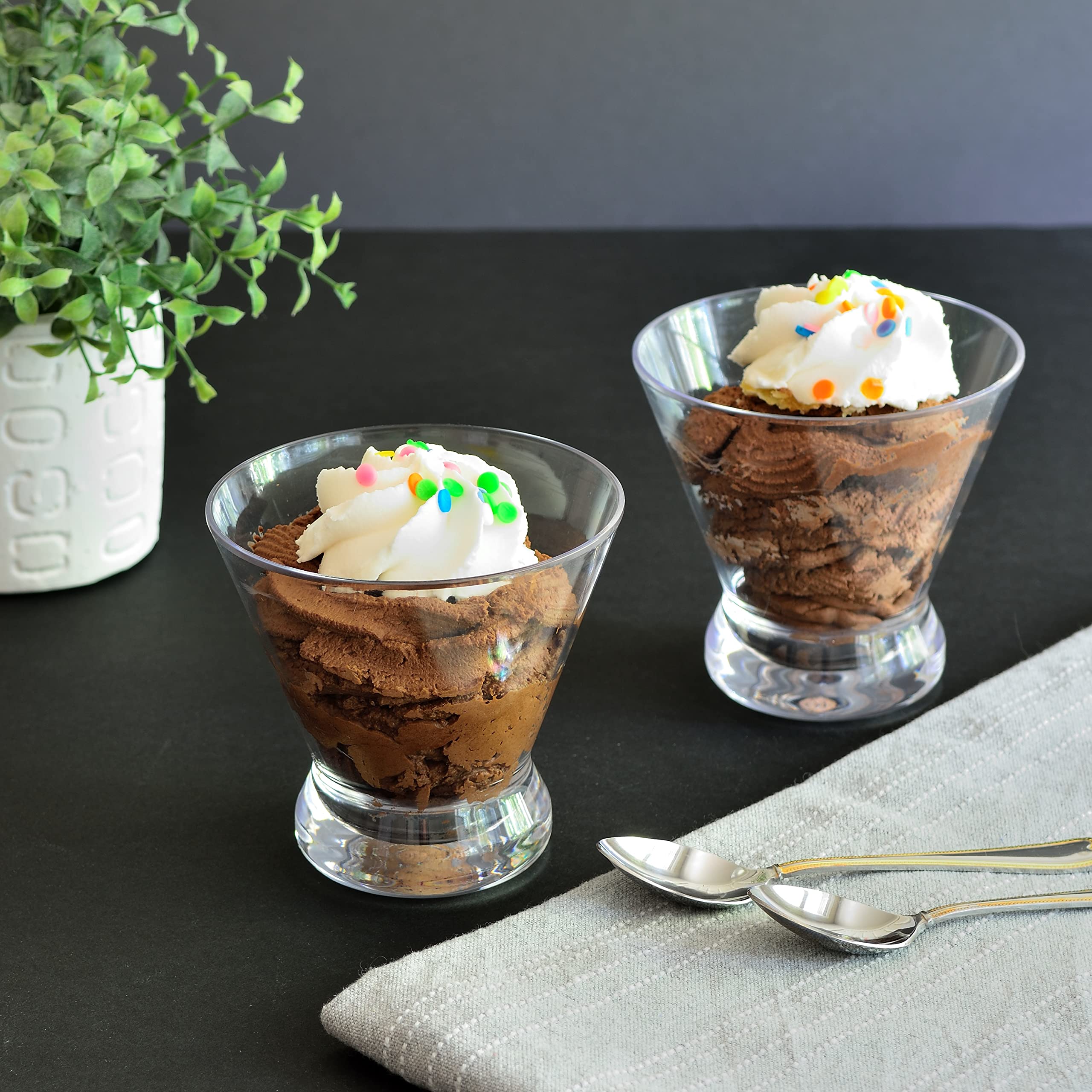 Youngever party-ready plastic martini glasses for outdoor events.