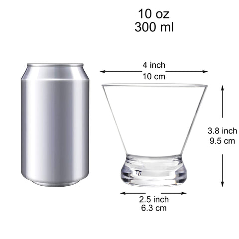 Youngever stemless design plastic martini glasses with modern look.