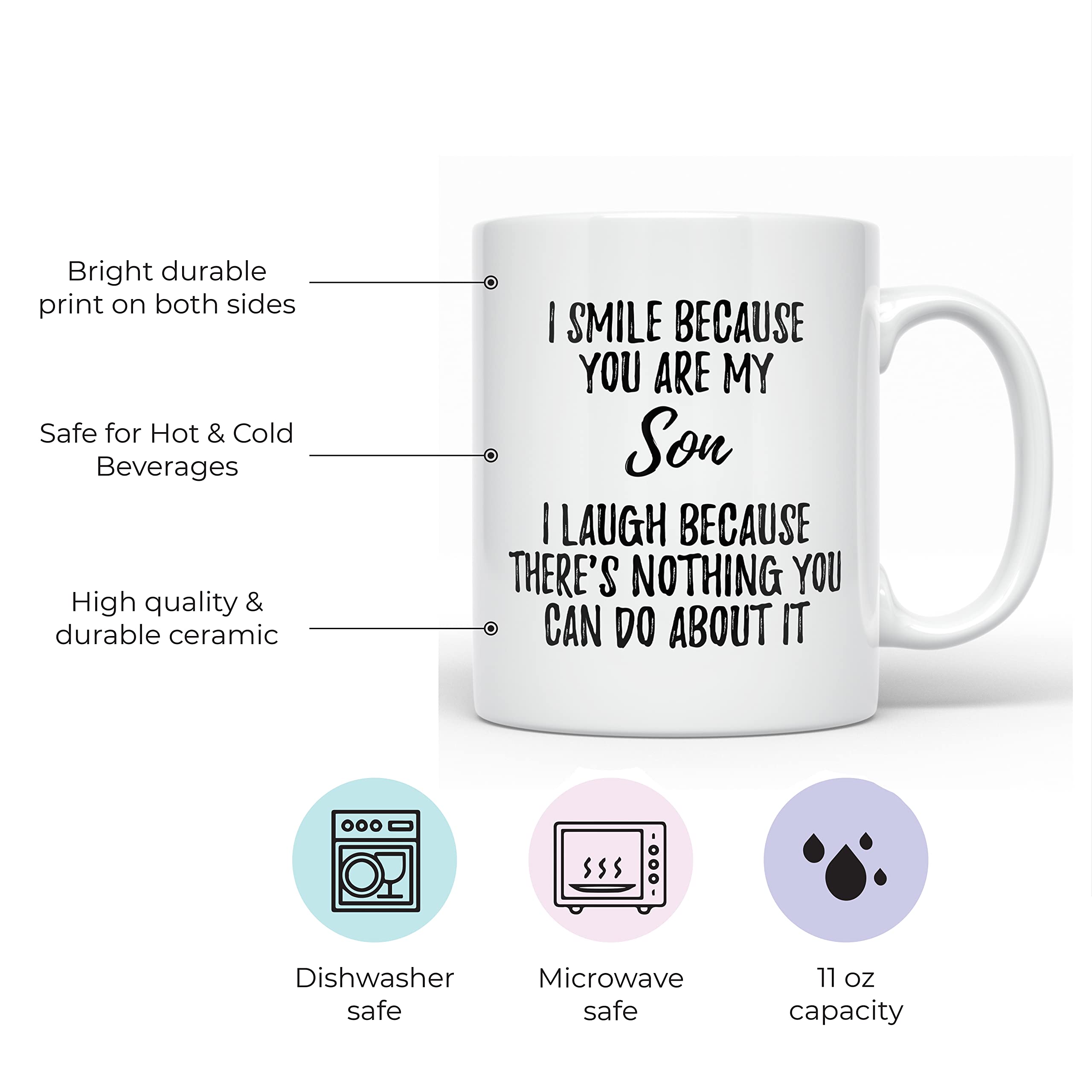 YouNique Designs Best Son Ever Mug back view with double sided print