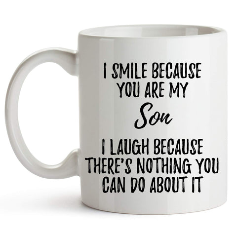 YouNique Designs Best Son Ever Mug front view showing bold design for daily coffee