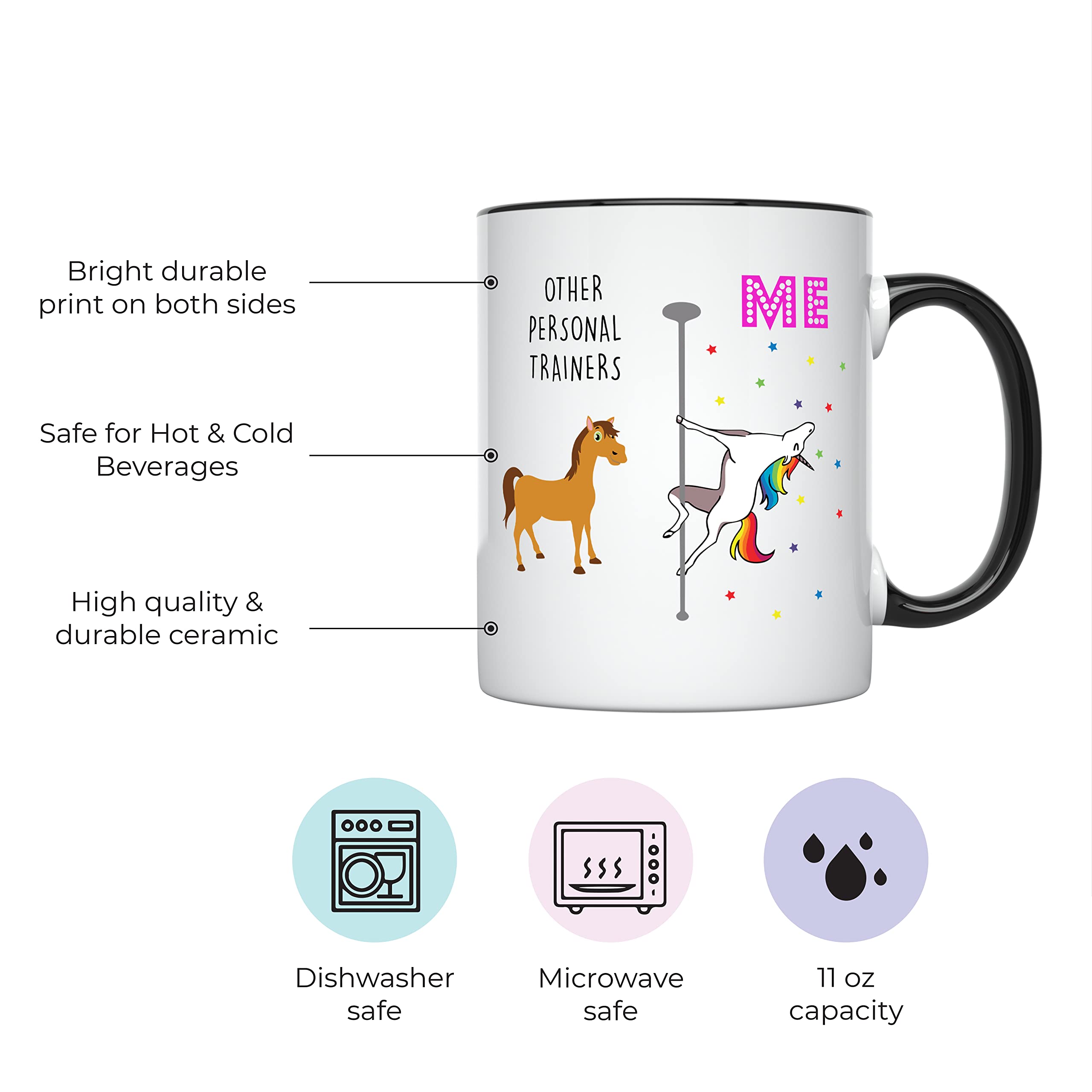 YouNique Designs personal trainer mug printed on both sides for ambidextrous use.