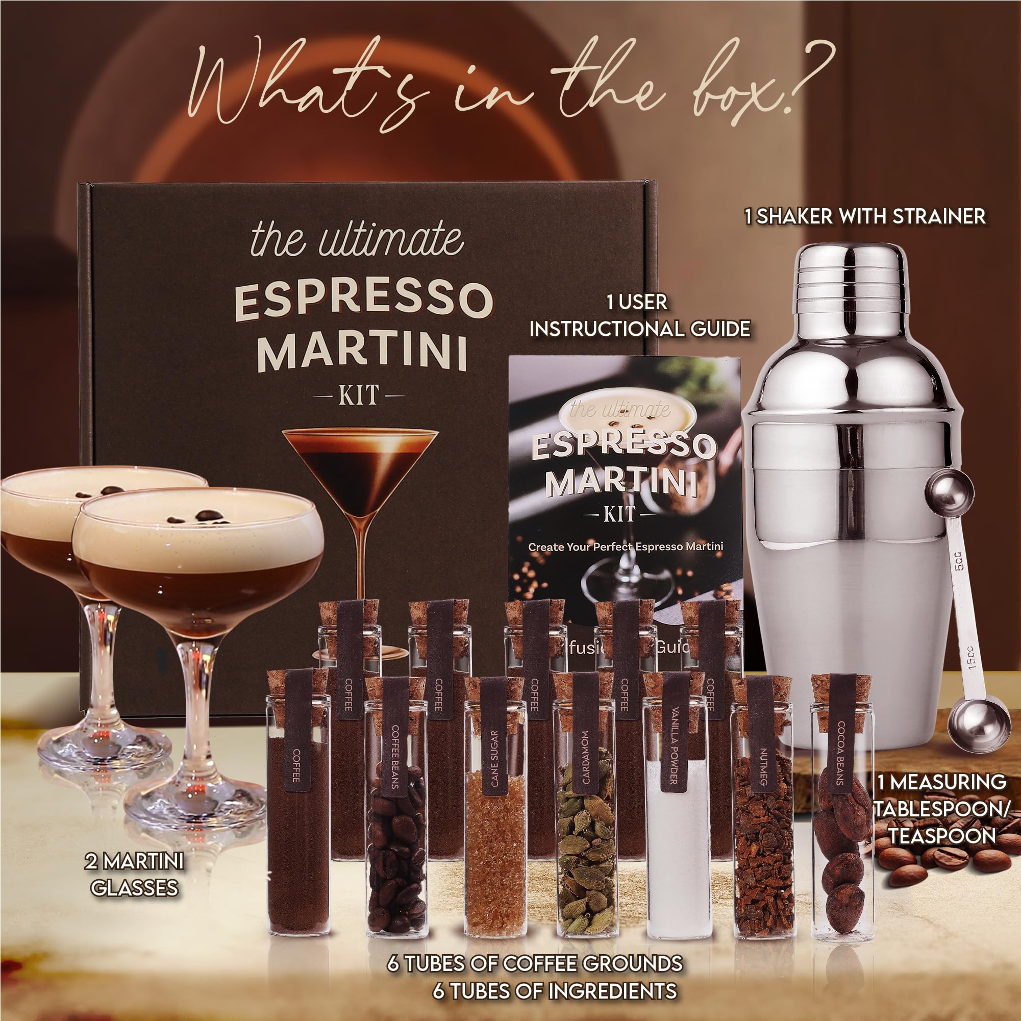 Your Dream Party Shop espresso martini kit glasses highlighted for stylish serving