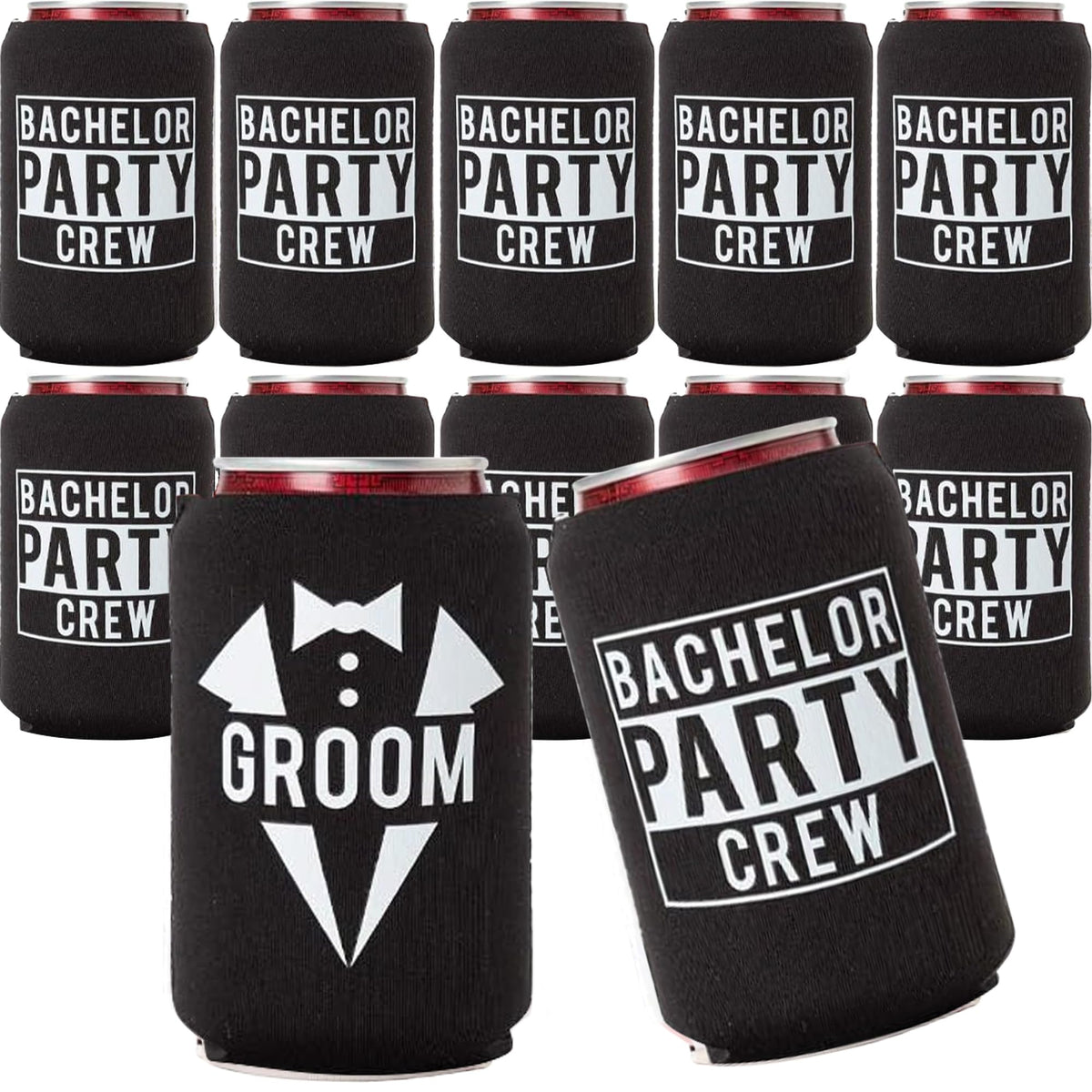 Your Dream Party Shop Groom and Bachelor Crew can coolers set keeps drinks cold and party-ready.