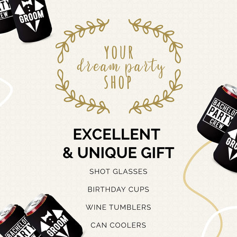 Your Dream Party Shop white and black design classy yet playful mood.