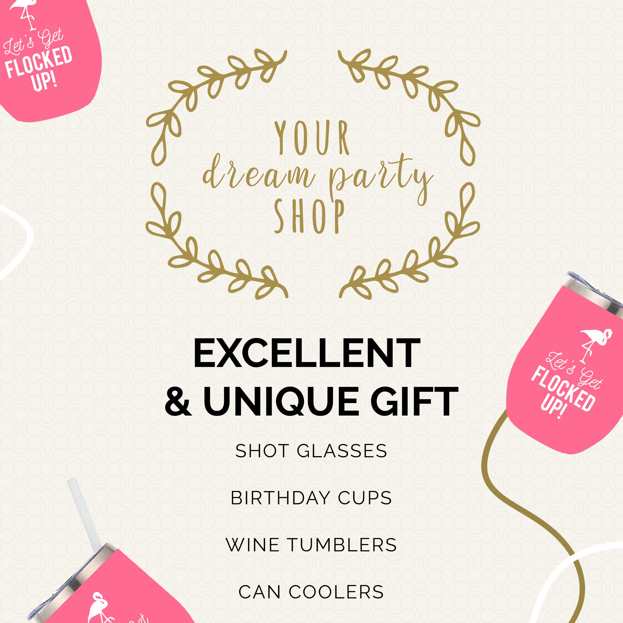 Your Dream Party Shop eye-catching flamingo cup sparks conversations at events.