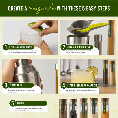 Your Dream Party Shop lime-infused salt shaker adds perfect rim flavor.