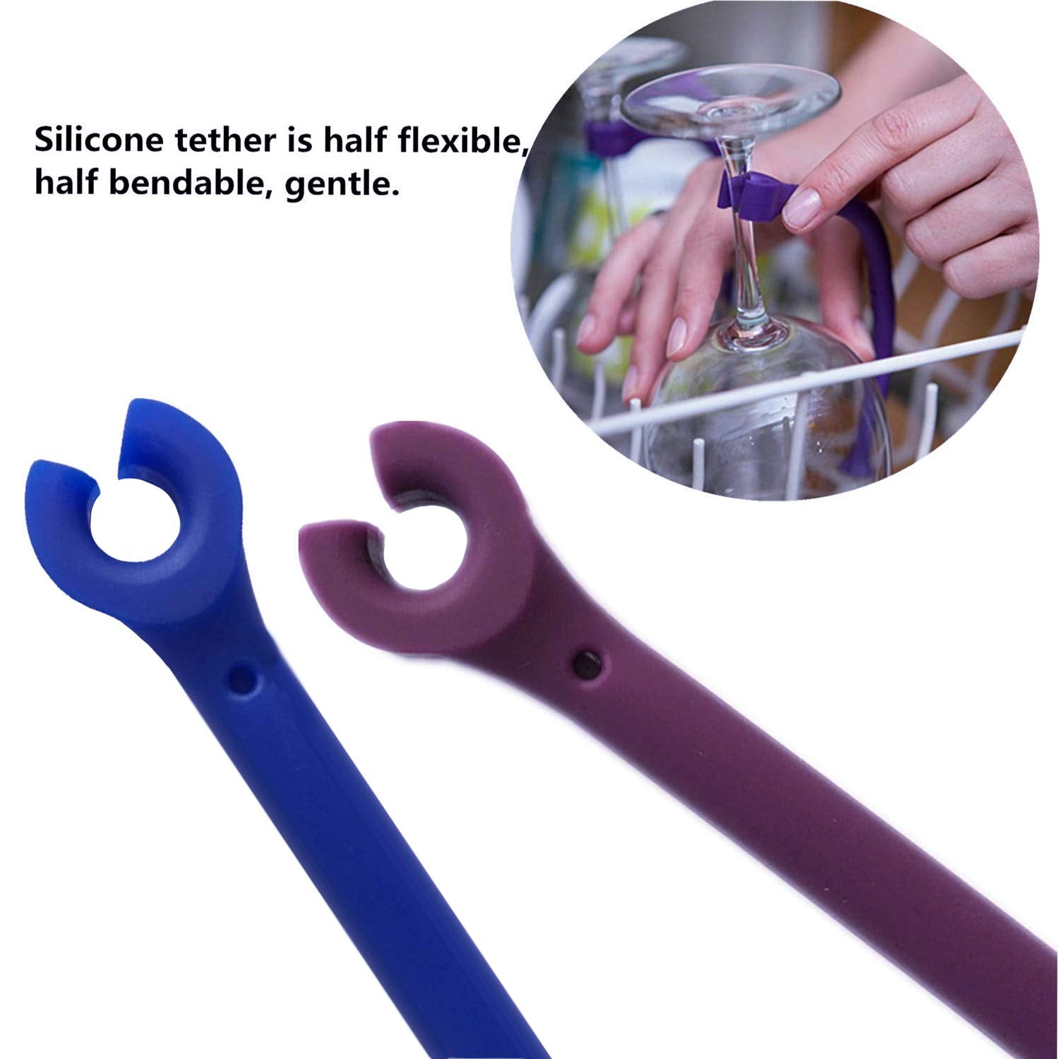 YouU UoYu silicone tether adapts to top or bottom rack for versatility.