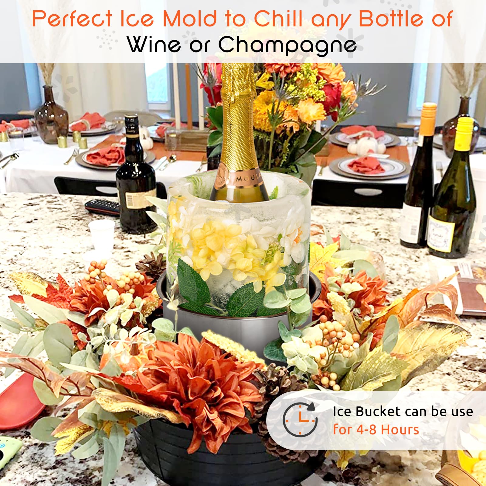 YOWINT champagne bottle in ice mold for a stylish display.