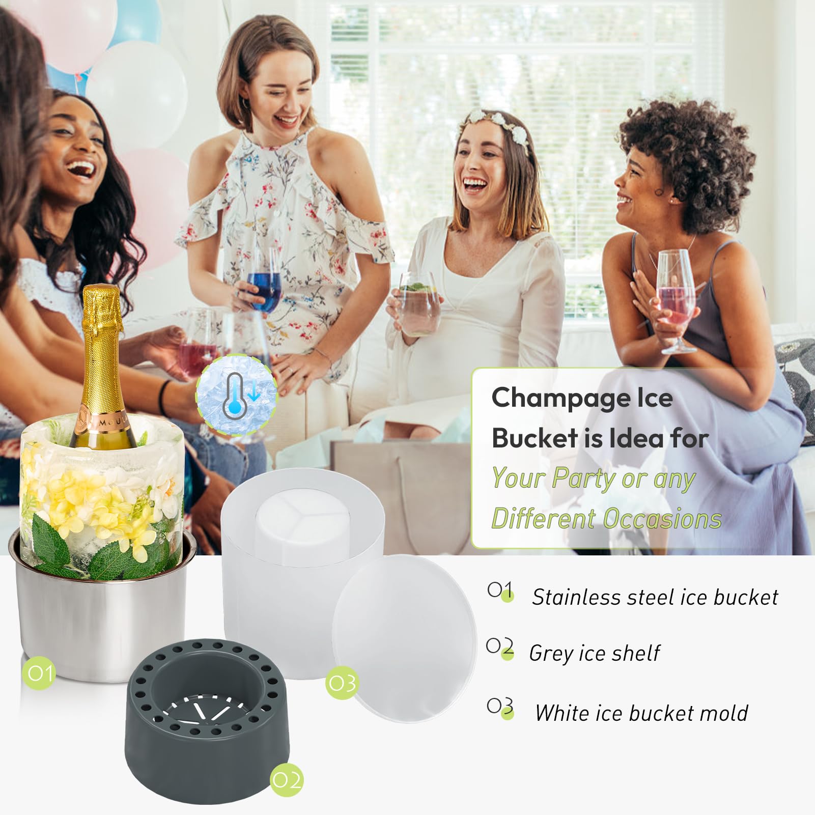 YOWINT freezer-ready ice mold ideal for parties.