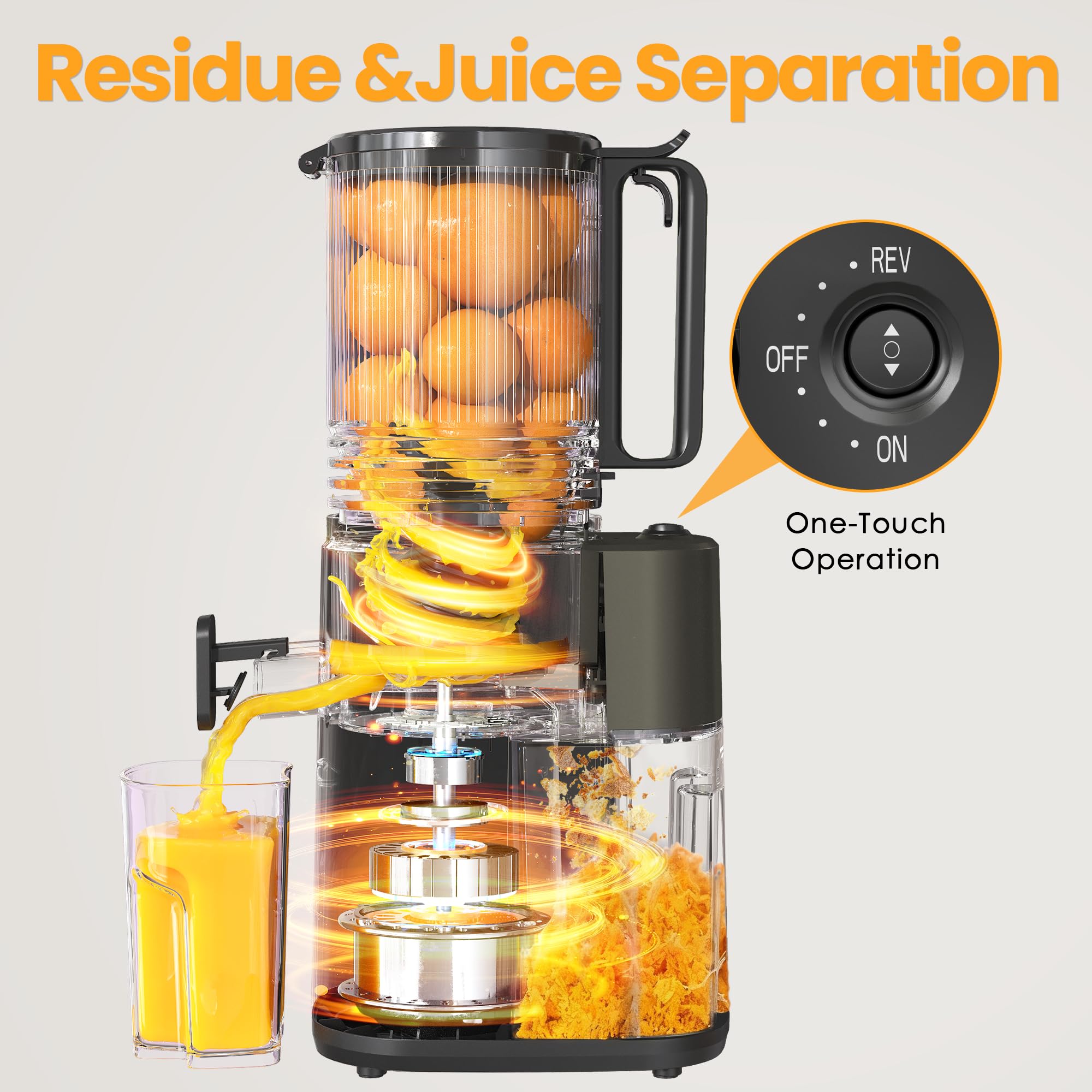 YOYDS juicer easy tool-free assembly for busy mornings.