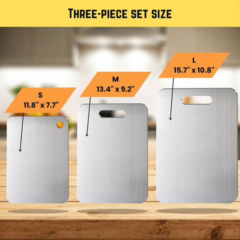 YoYoulee titanium cutting board set 3 dishwasher-safe for quick cleanup after meals.