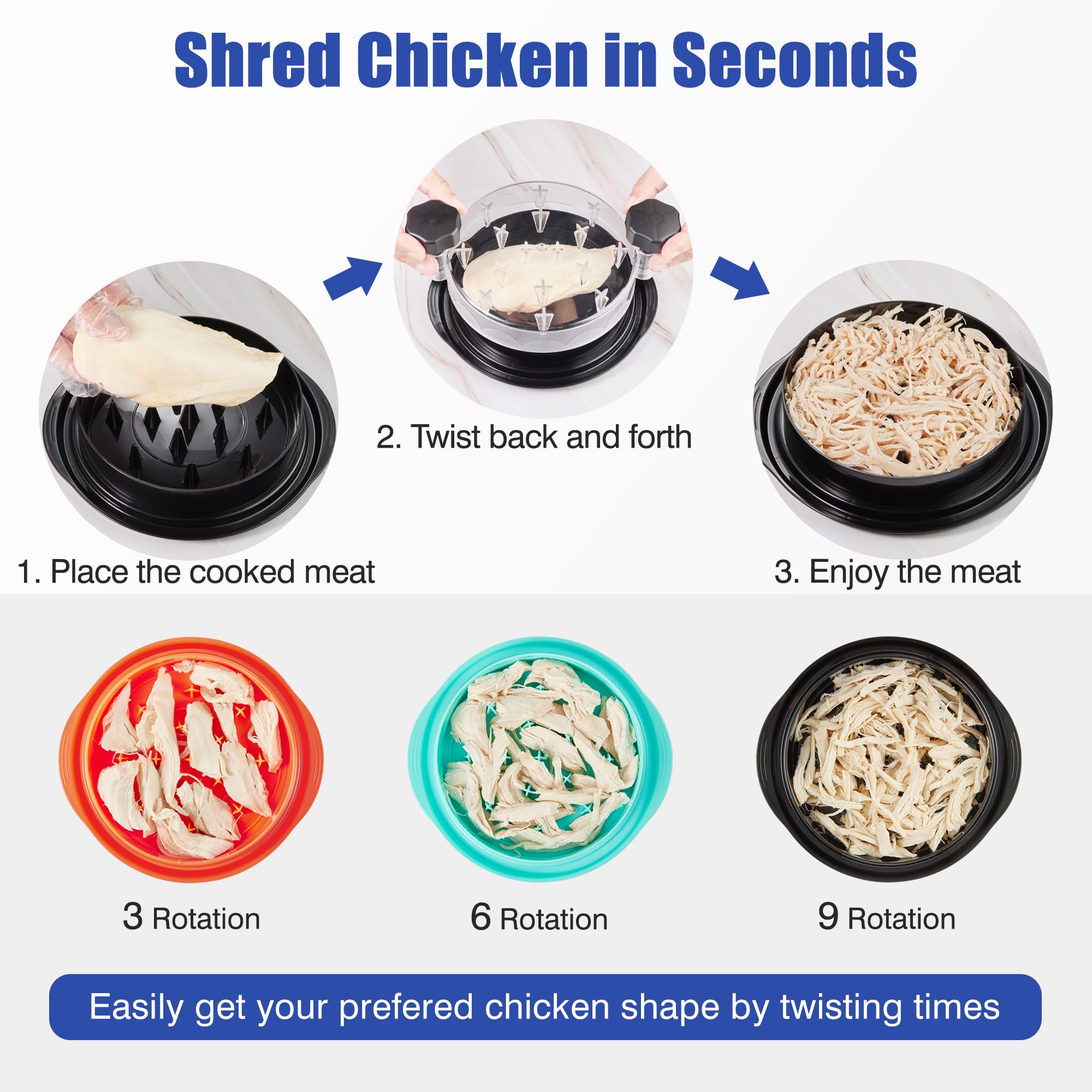 YOYOUTH chicken shredder tool twist ergonomic handles provide comfortable grip