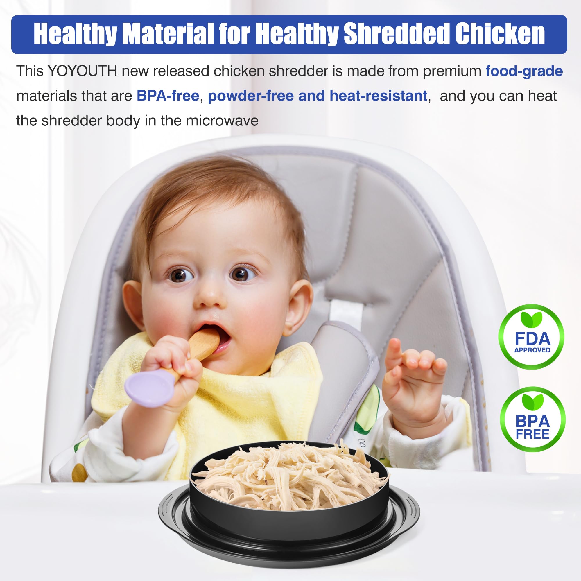 YOYOUTH chicken shredder tool twist teeth area for efficient shredding