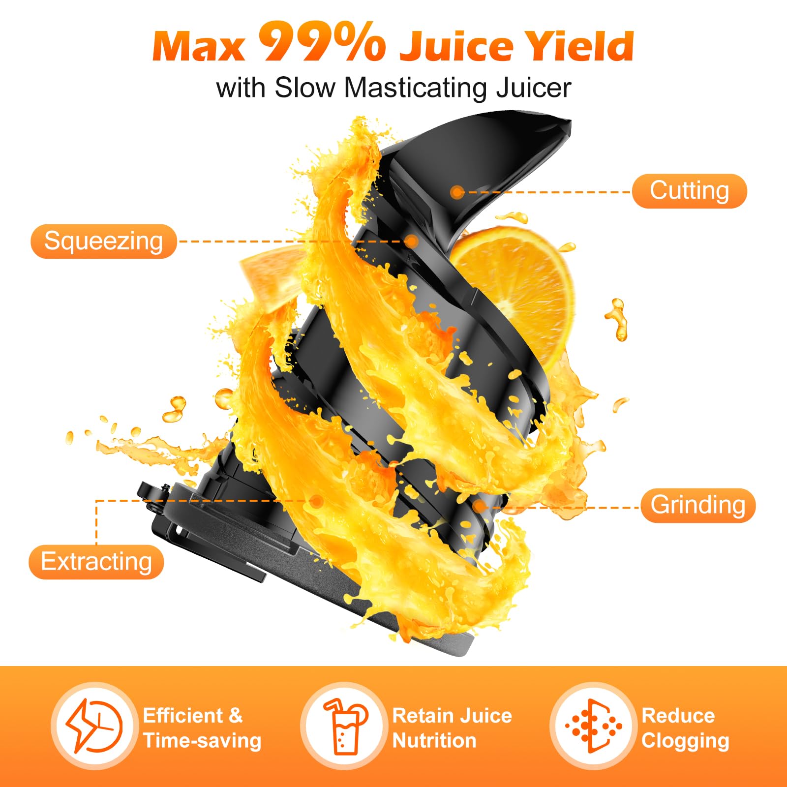 YPONE juicer safety-lock lid shown for safe operation with families.