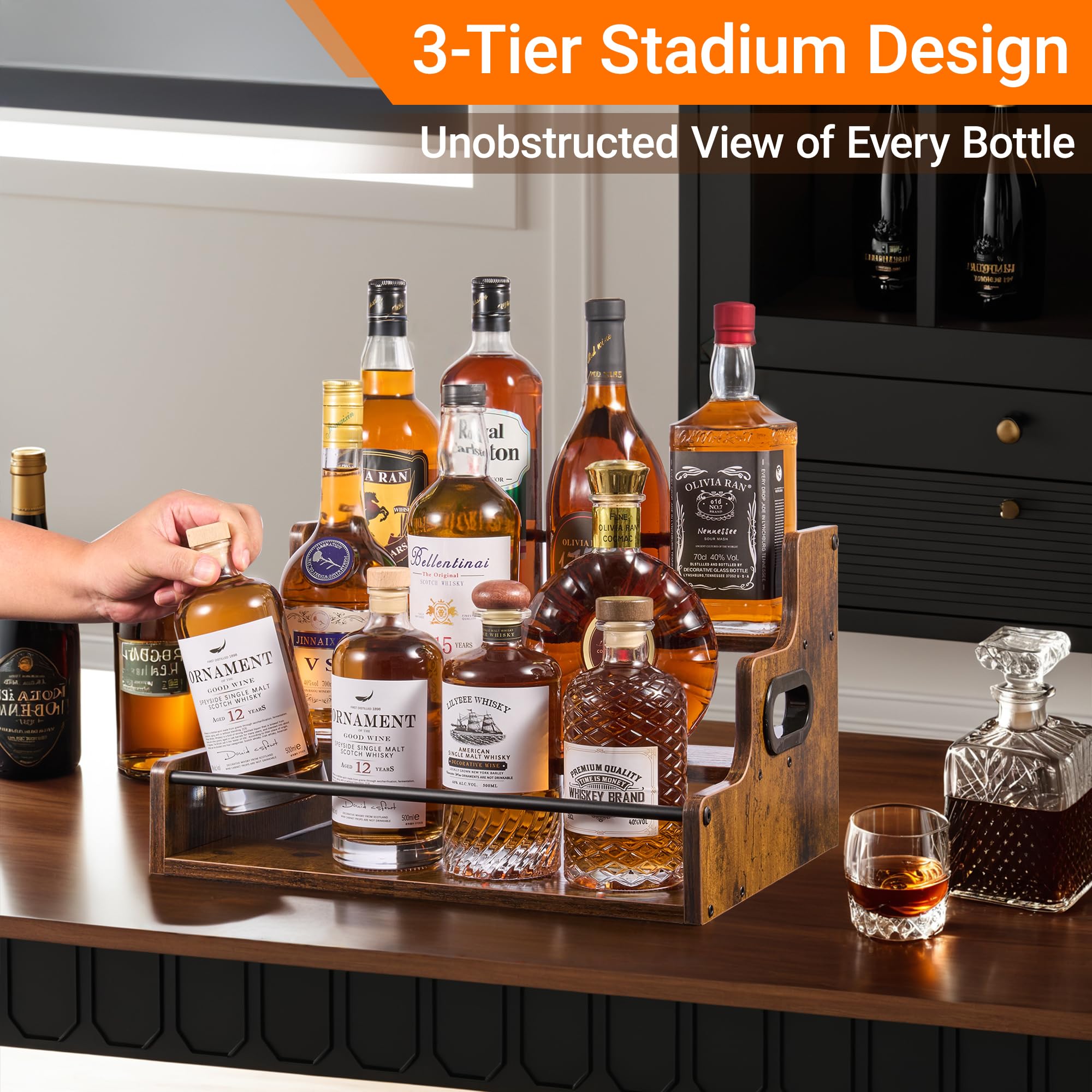 YQBRAO 12-bottle capacity emphasis for tidy, ready-to-pour setup.