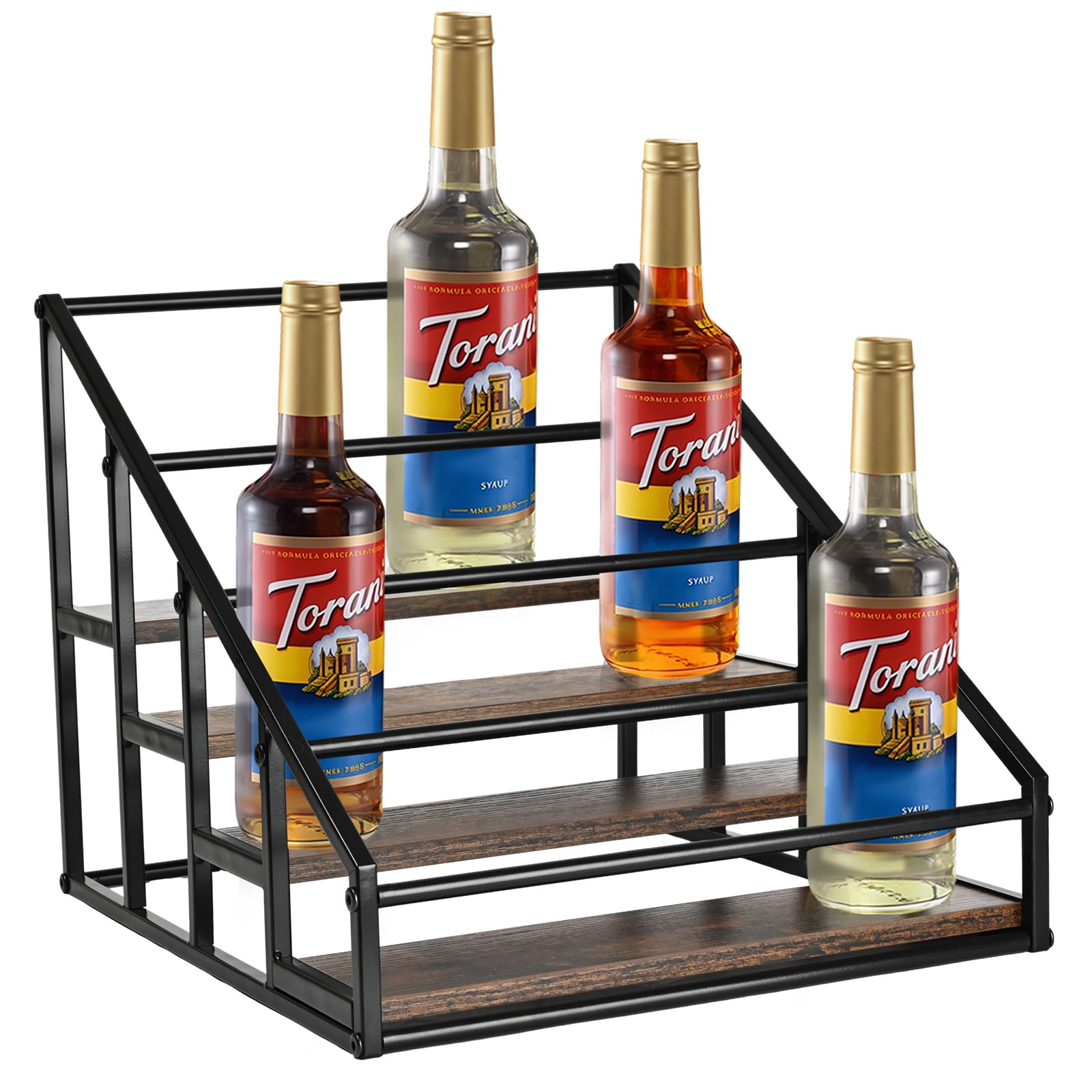 YQBRAO coffee syrup rack front view for easy access and neat organization.