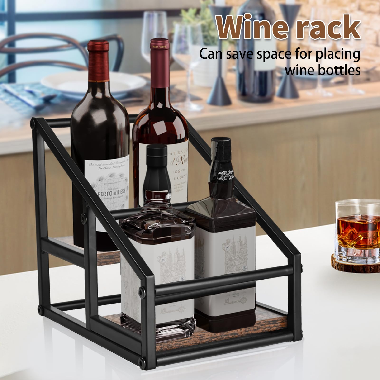 YQBRAO coffee station organizer adds rustic elegance to decor.