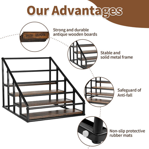 YQBRAO spice bottle organizer 4-tier keeps jars visible and within reach.