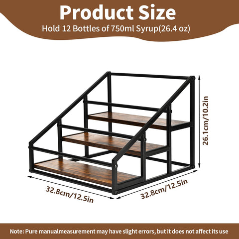 YQBRAO syrup rack featuring a rustic wood base for warmth
