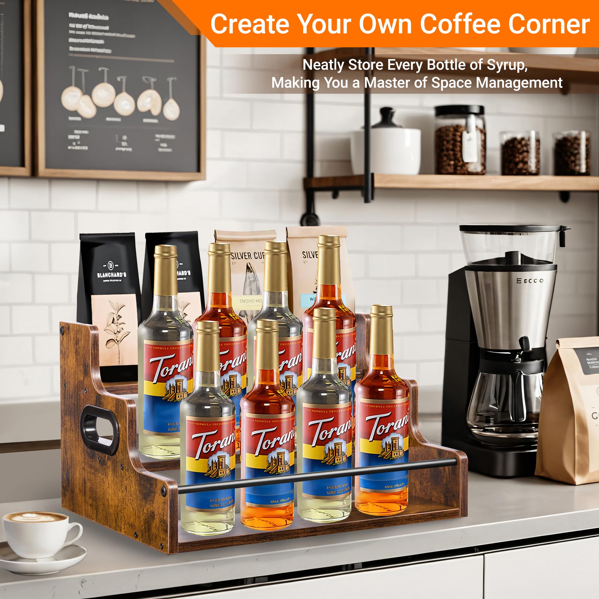YQBRAO versatile use as coffee bar or spice rack option.