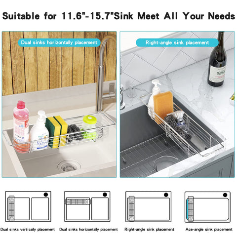 YQh adjustable rack confirms compatibility with 12-16 inch sinks