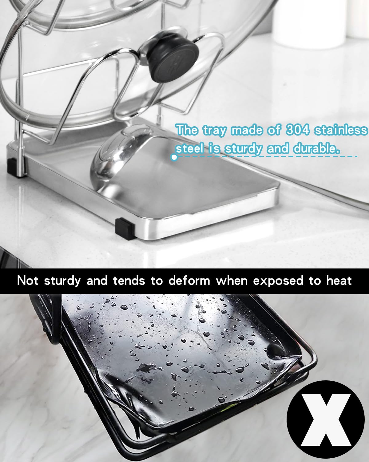 YQh space-saving vertical rack fits multiple lids and tools without clutter.