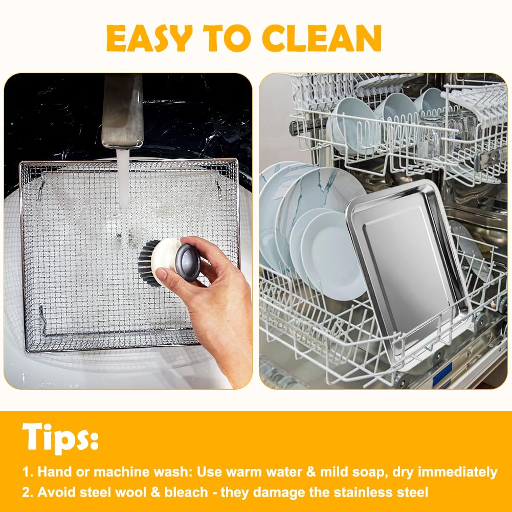 YQL dishwasher-safe basket and tray simplify post-cook cleanup.