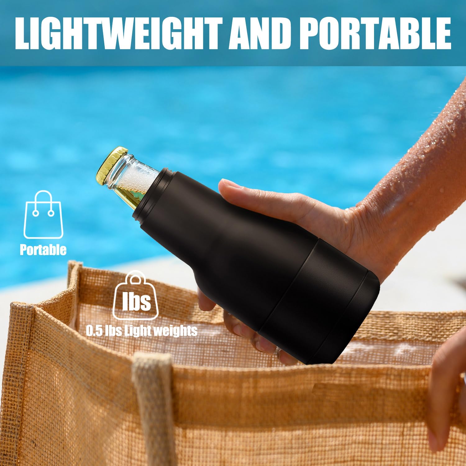 Lightweight 8 oz YRSENG Modelo bottle cooler for on the go