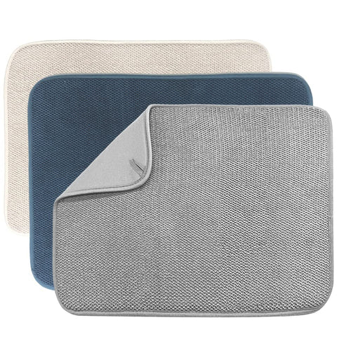 Ysanciuu dish drying mat beige closeup emphasizes absorbent microfiber for damp dishes.