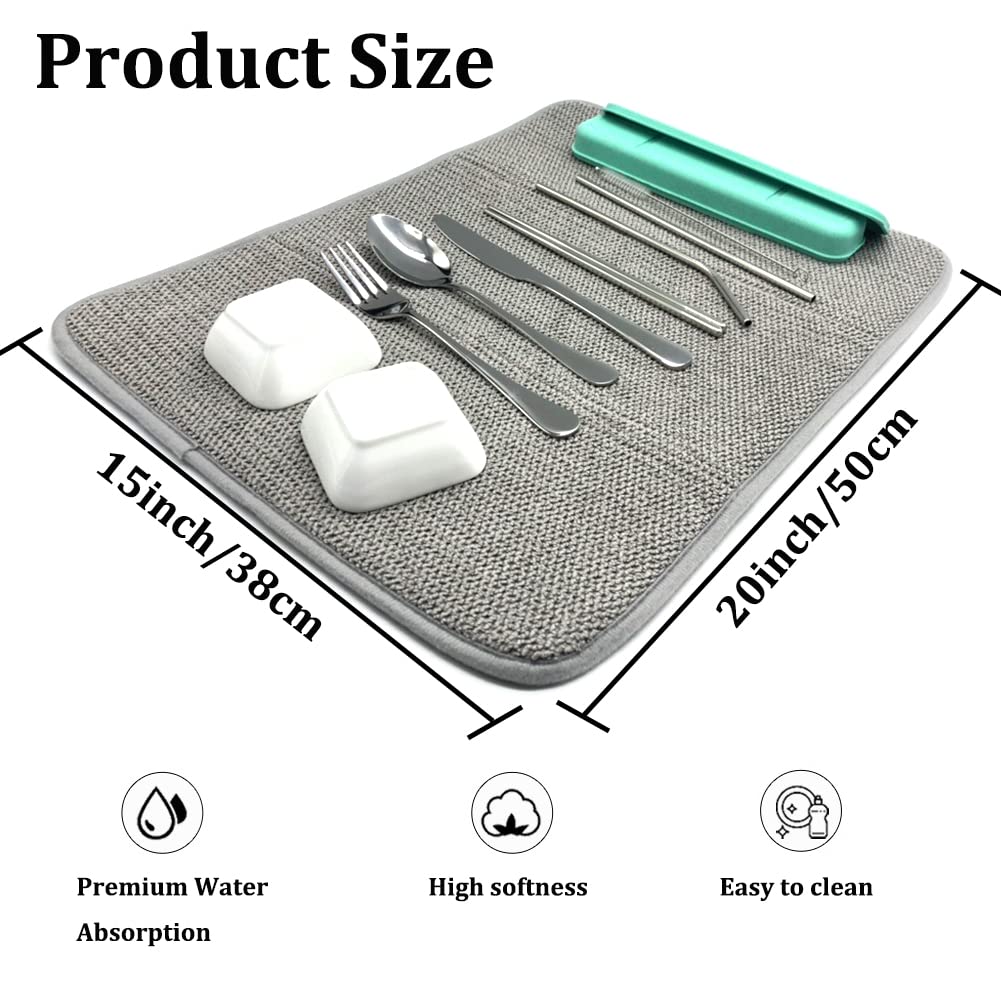 Ysanciuu dish drying mat grey closeup showcases protective counter padding.