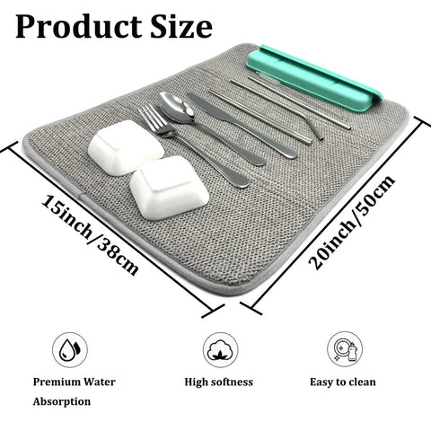 Ysanciuu dish drying mat grey closeup showcases protective counter padding.