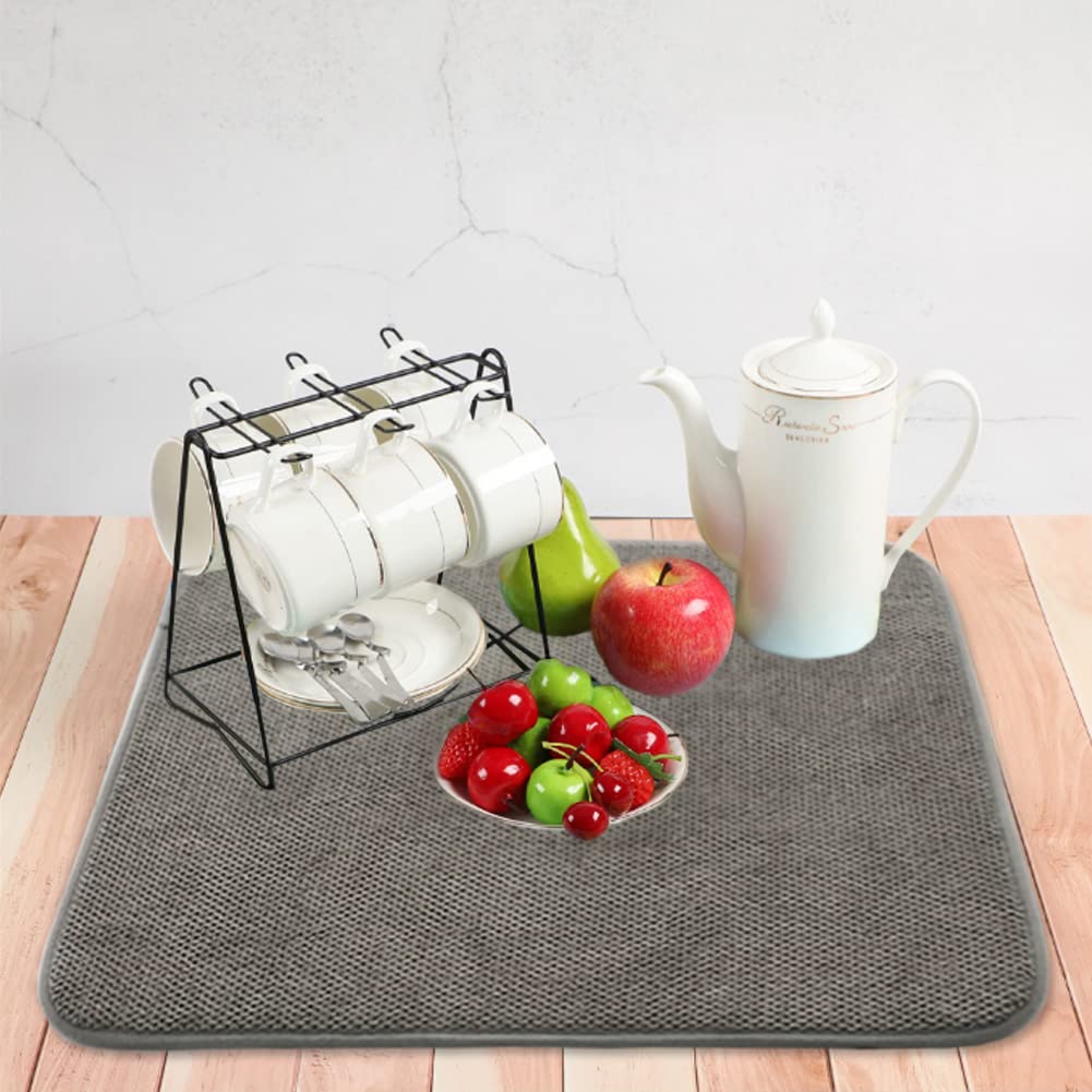 Ysanciuu dish drying mat grey folded for compact storage.