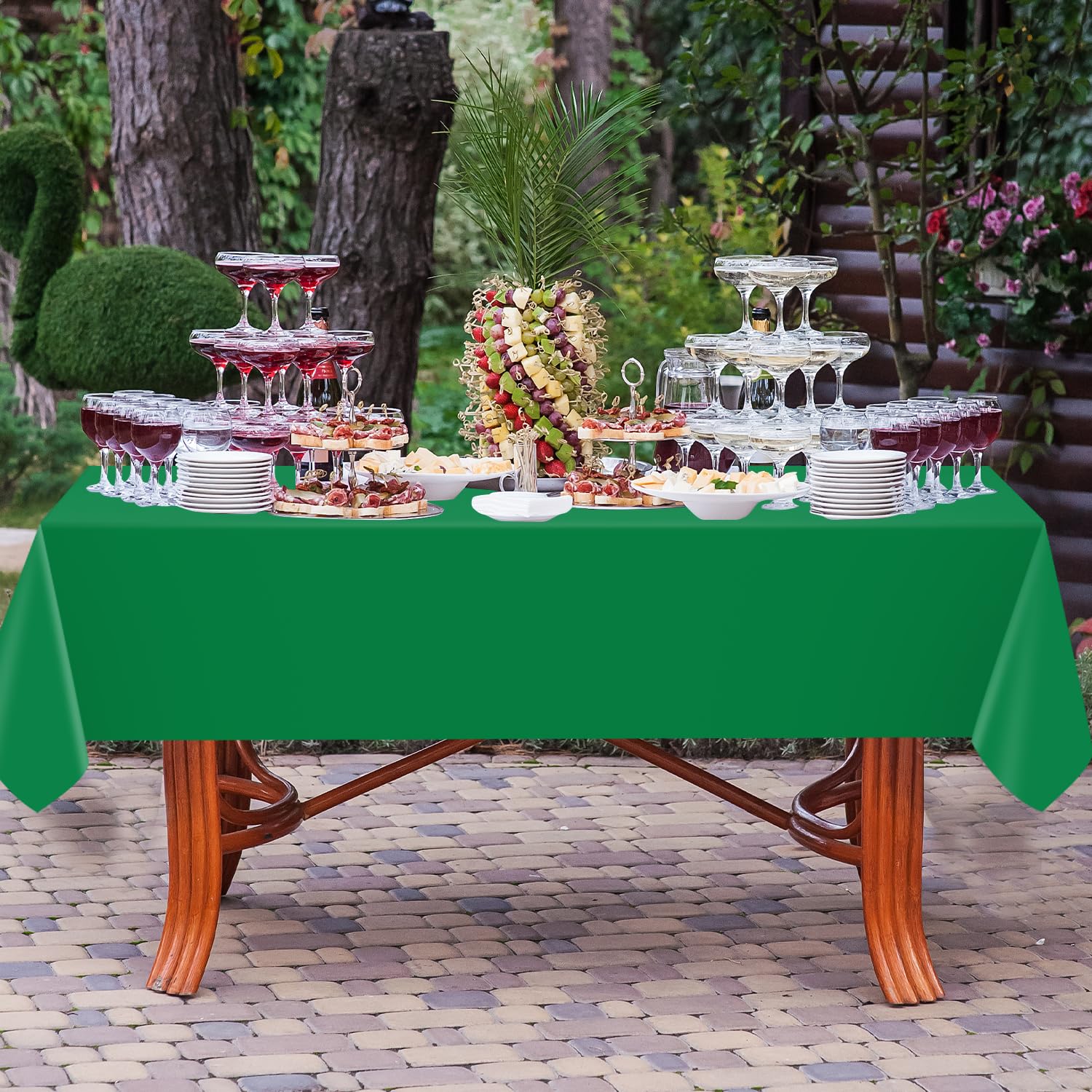 YSYJ tablecloth spread on a 54x108 inch table for full coverage
