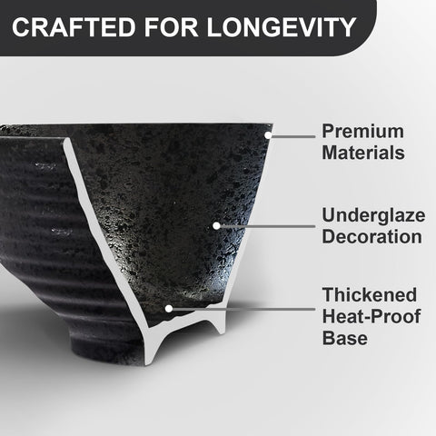 YTLEMON hand-painted ceramic bowls highlight a unique glaze and large capacity for meals.