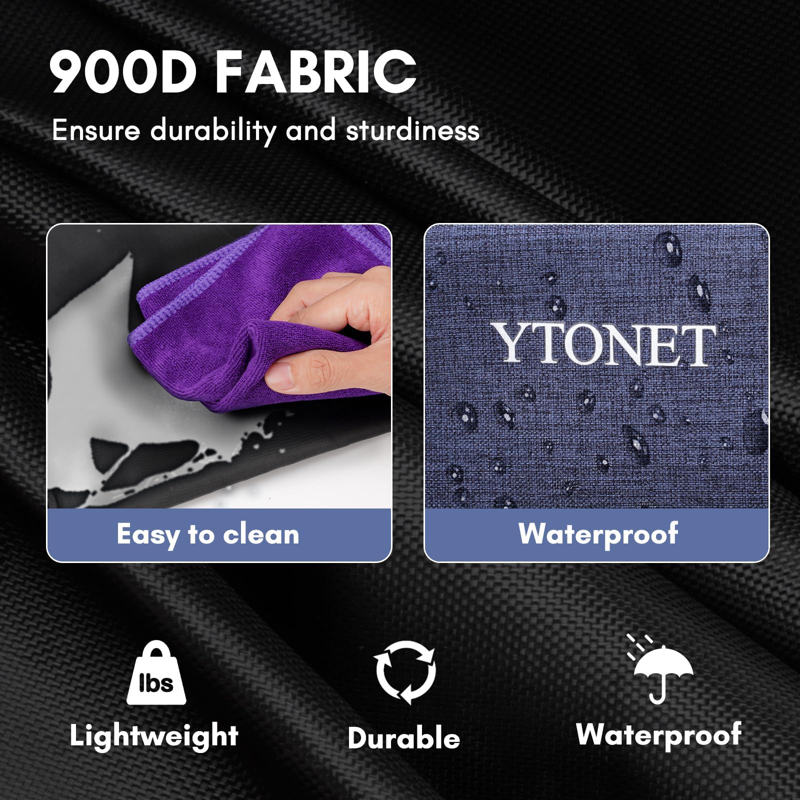 Ytonet cleaning caddy with adjustable straps keeps the bag secure.