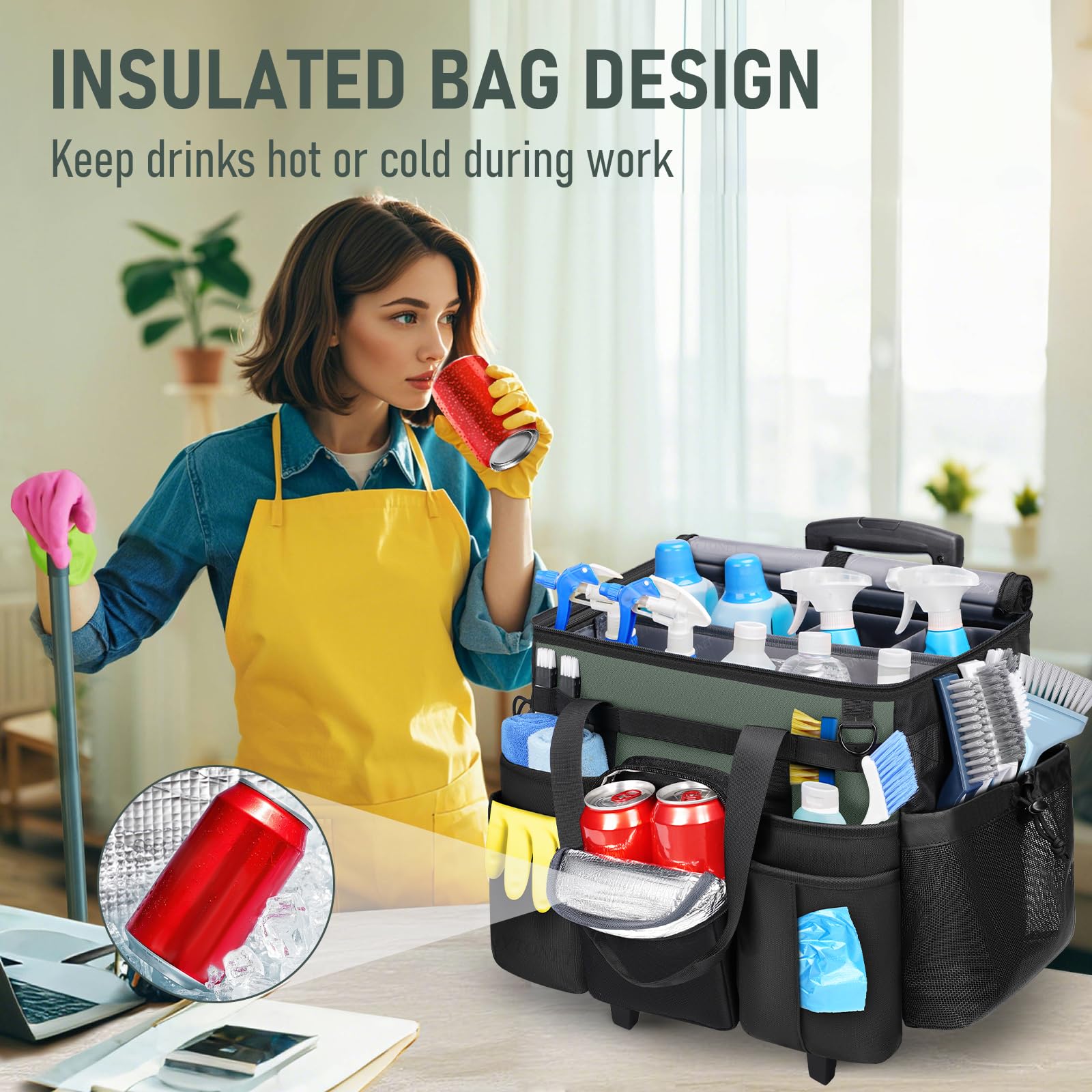 Ytonet Cleaning Caddy uses durable 900D fabric for daily wear.