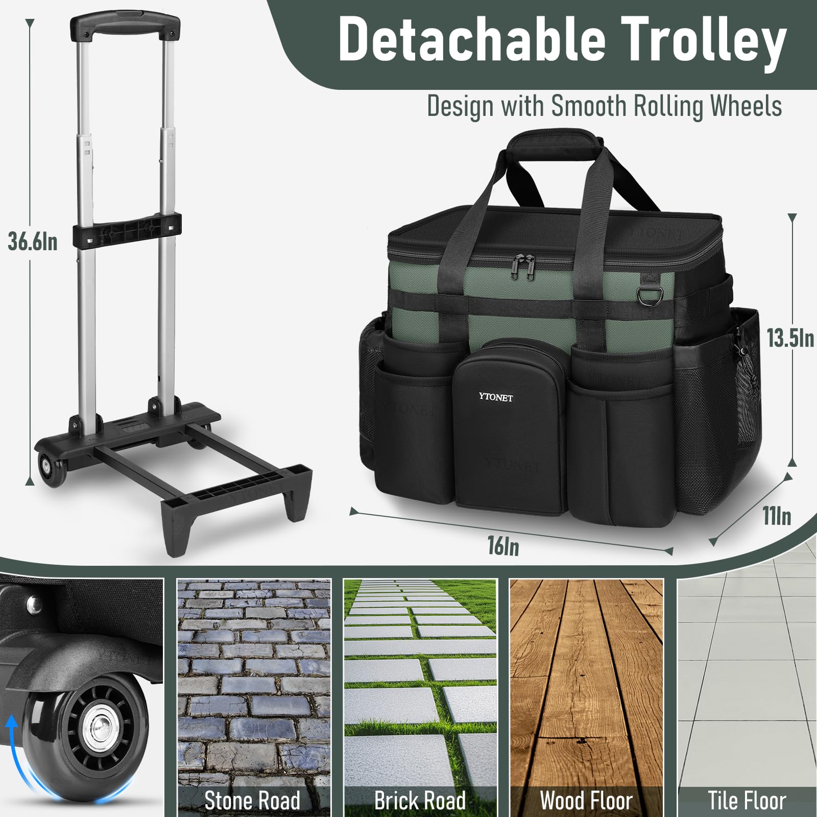 Ytonet Cleaning Caddy insulated compartment keeps drinks and snacks handy during long shifts.