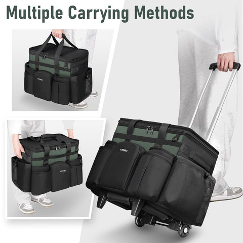 Ytonet Cleaning Caddy rides on silent rubber wheels for smooth movement.