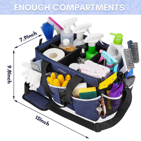 Ytonet wearable cleaning caddy bag shows foldable dividers for customizable layouts.