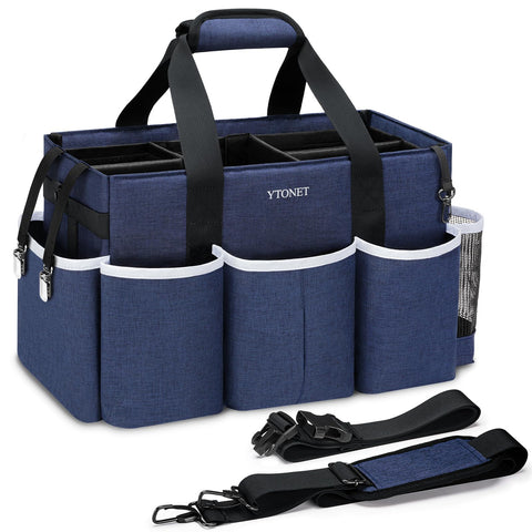 Ytonet wearable cleaning caddy bag demonstrates large capacity for organizing supplies.