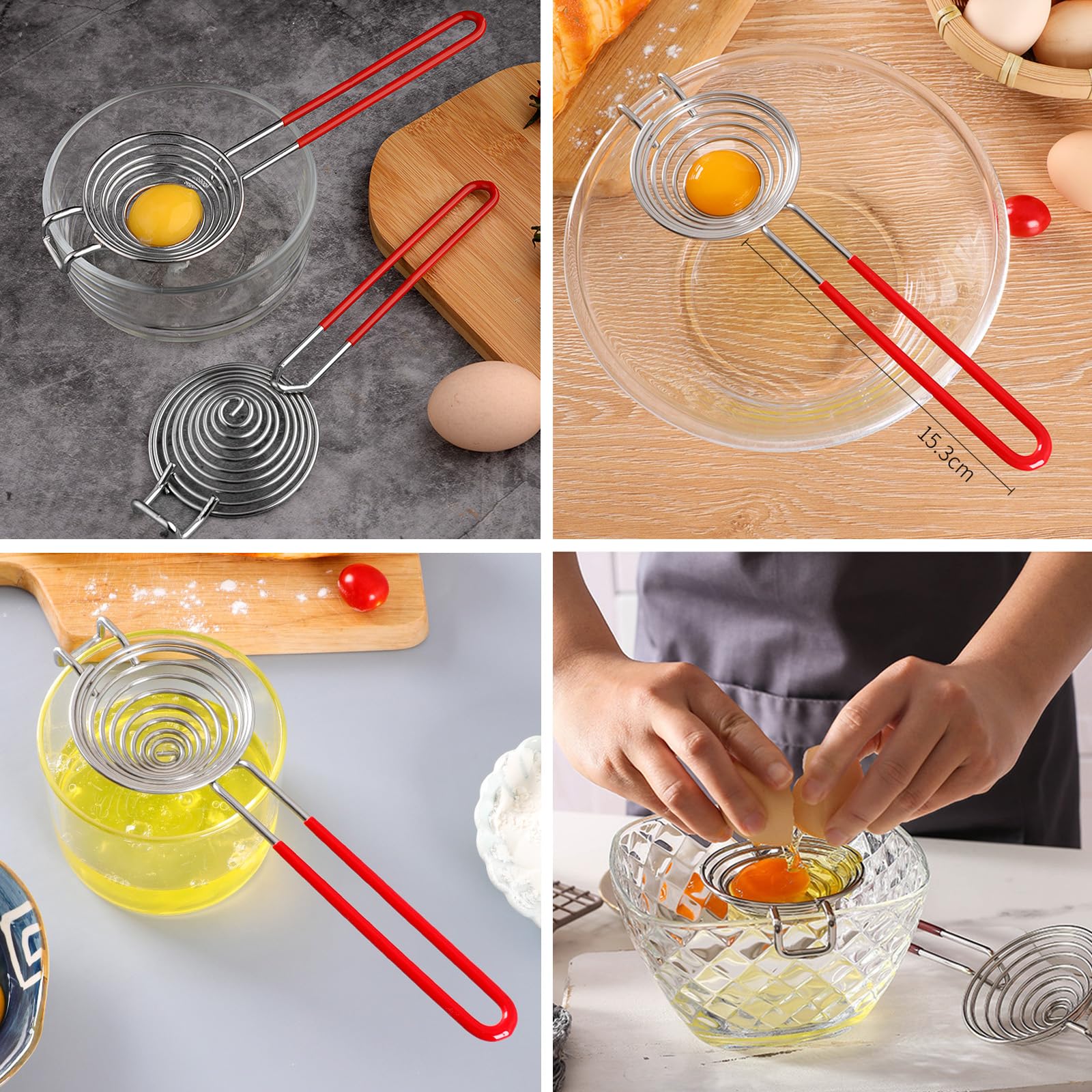 Ytuomzi egg separator sits securely on bowls for mess-free operation
