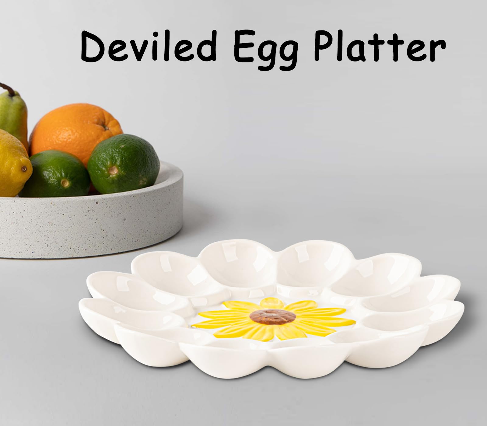 YU&CH sunflower relief embossed plate adds elegant table decor.
