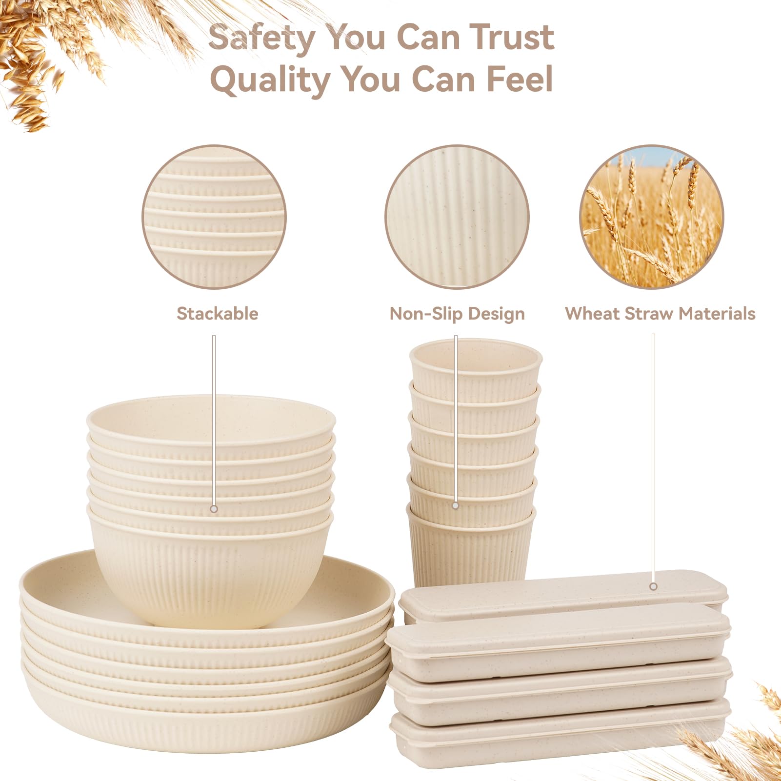YUANYE wheat straw set stores leftovers in the freezer without fuss.