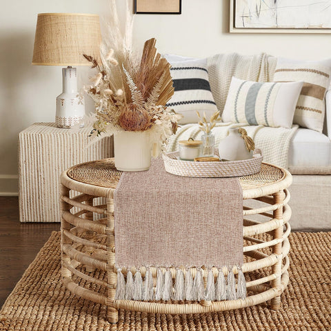 yuboo Boho table runner tassel edge adds playful movement to any setting