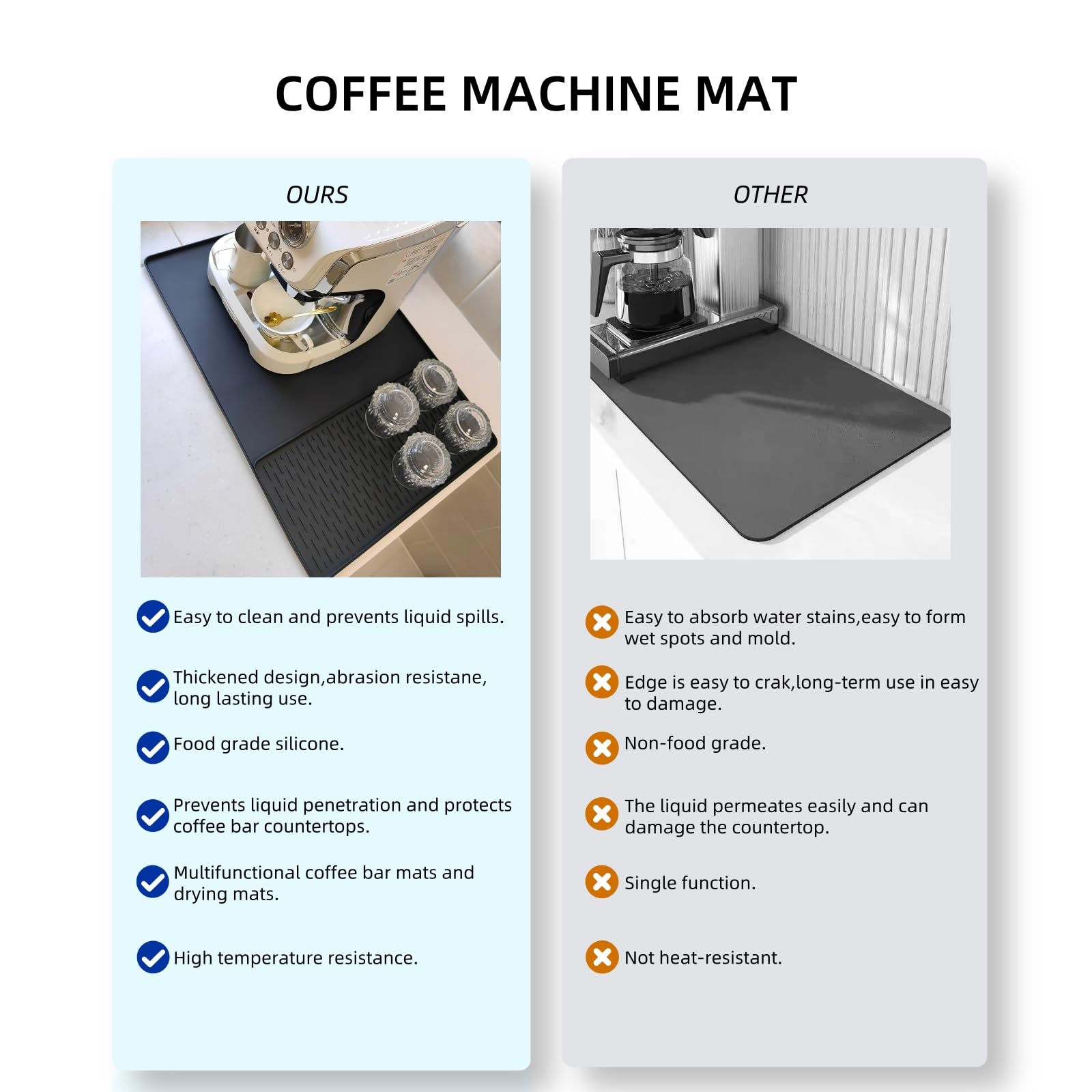 Yudevey silicone mat cleans quickly with wipe or rinse, leaving no residue.