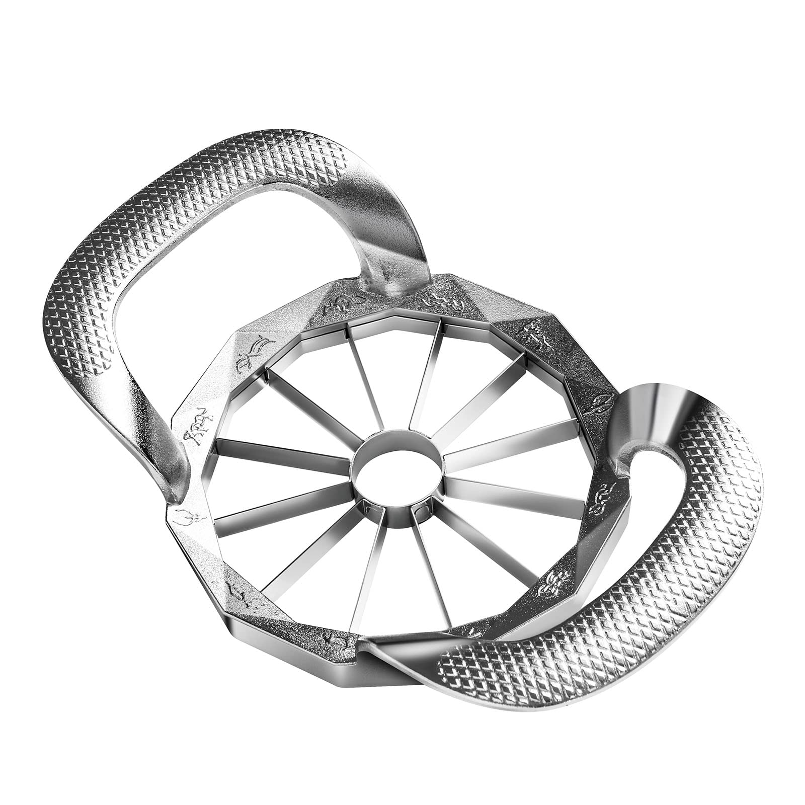 YUEJUJJ Apple Slicer showing 12 even slices for precise fruit portions