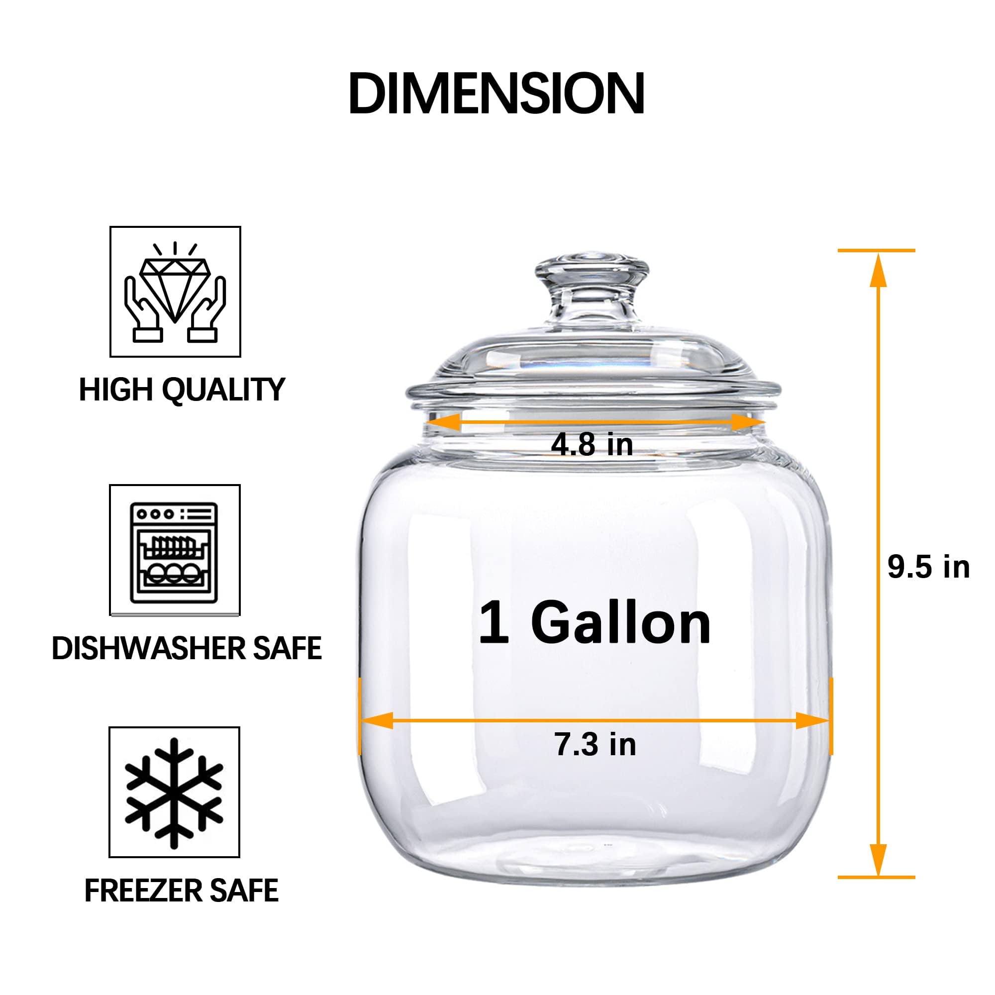 YUEJUM 128oz clear dishwasher-safe apothecary jar for easy cleanup