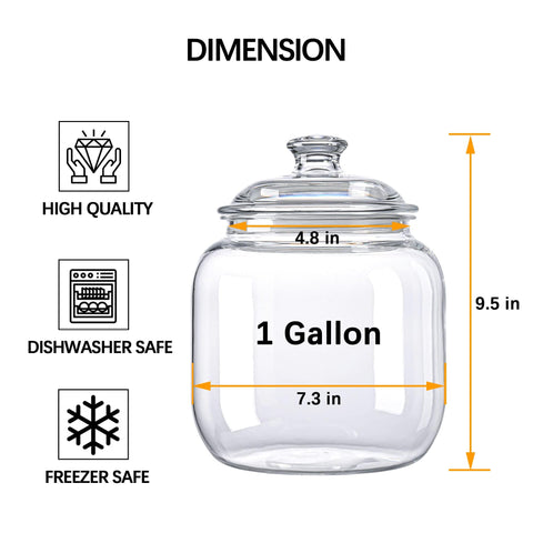 YUEJUM 128oz clear dishwasher-safe apothecary jar for easy cleanup