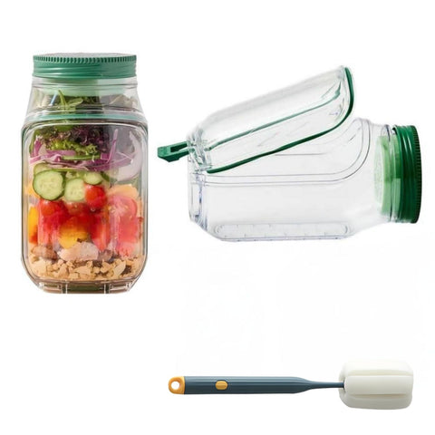 YueYangHuanTai green salad jar side opening for crisp on-the-go lunches.