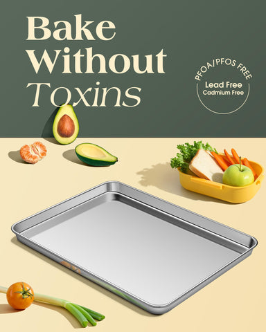 Yuiicaov stainless steel baking sheet with rolled edges for safe handling